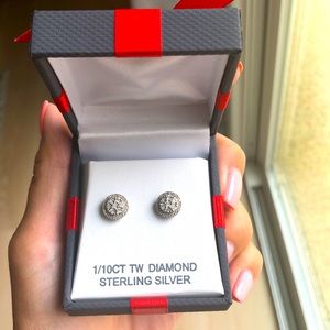 Sterling silver And diamond stud earrings
